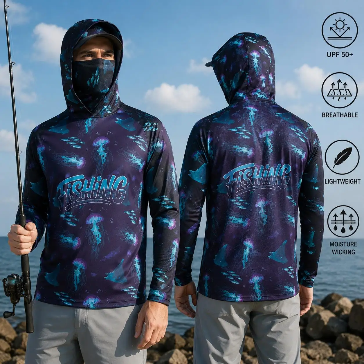 Рыболовная рубашка с капюшоном – обзор и цена Fishing Mask Sun Protection